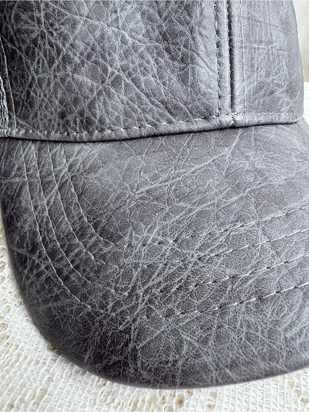 C.C Gray Distressed Faux Leather Mesh Trucker Hat Adjustable Baseball Cap